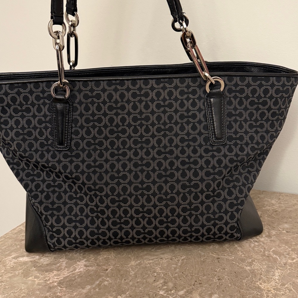 Coach Black and Charcoal Signature Tote with Silver Hardware - Picture 3 of 13